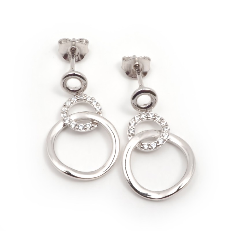 Boucles d'oreilles pendantes Carador en Argent Sertis d'Oxydes de Zirconium