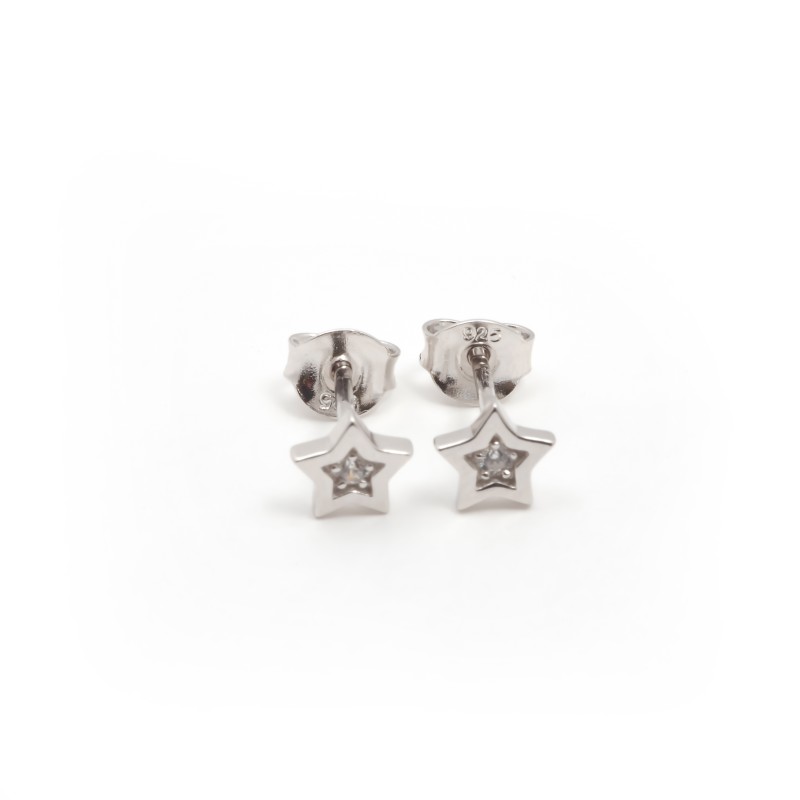 Boucles d'oreilles clous Carador en argent  et  oxyde de zirconium forme étoile
