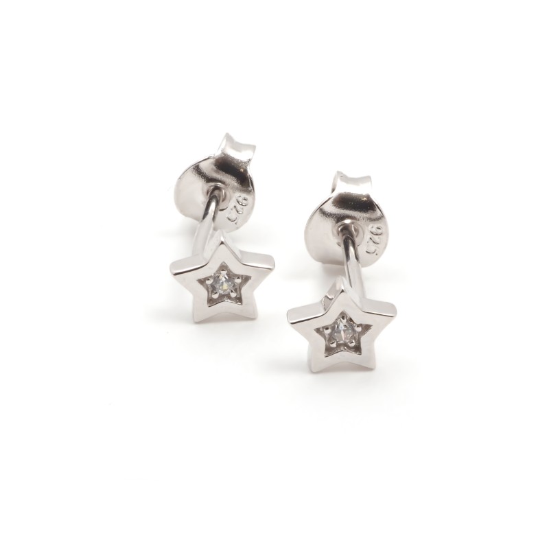 Boucles d'oreilles clous Carador en argent  et  oxyde de zirconium forme étoile