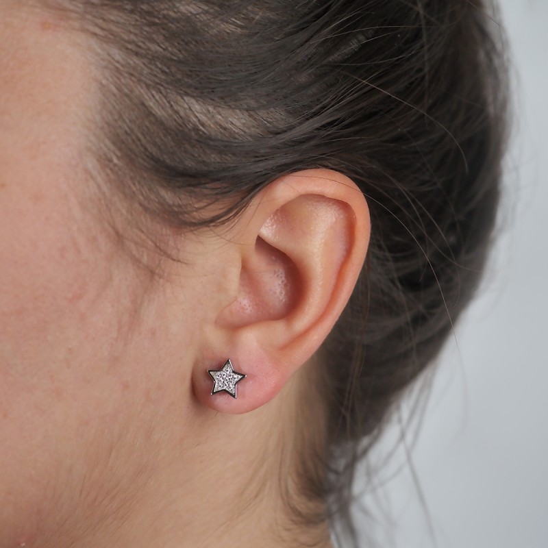 Boucles d'oreilles clous femme carador en argent forme étoile avec oxydes de zirconium
