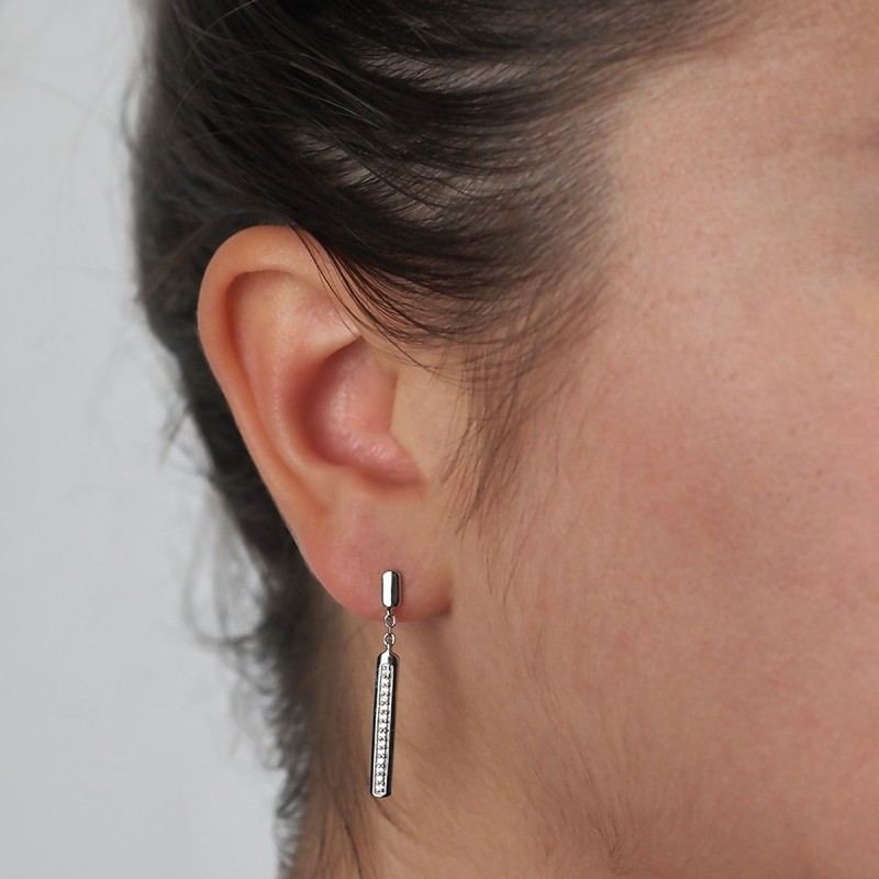 Boucles d'oreilles pendantes Carador en argent  et oxydes de zirconium