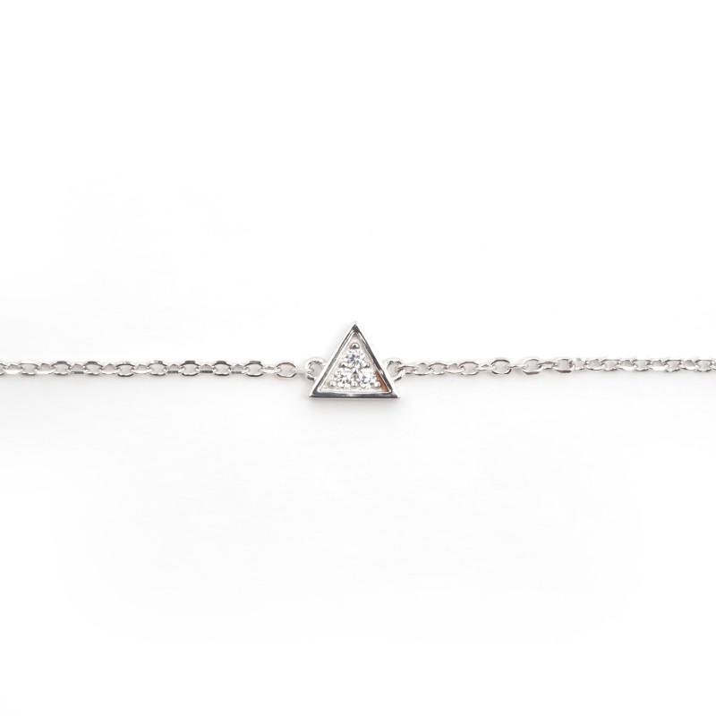 Bracelet femme fantaisie Carador en argent et 3 oxydes de zirconium motif triangle