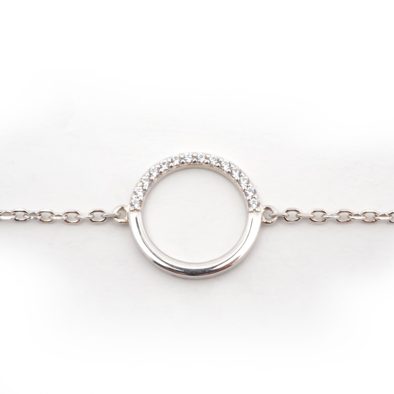 Bracelet femme fantaisie Carador en argent  et oxydes de zirconium motif cercle