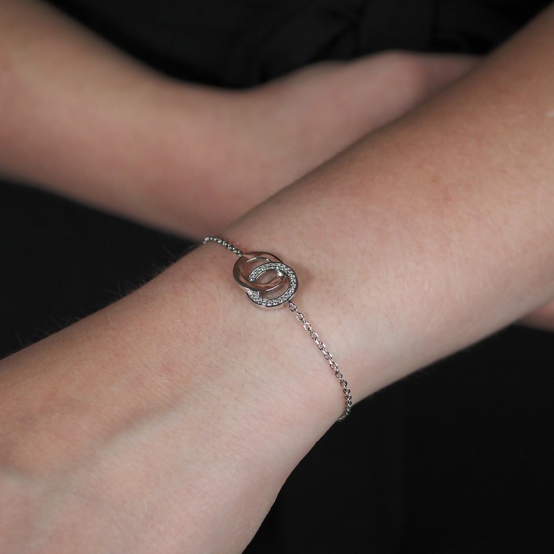 Bracelet argent femme Carador motif double cercle