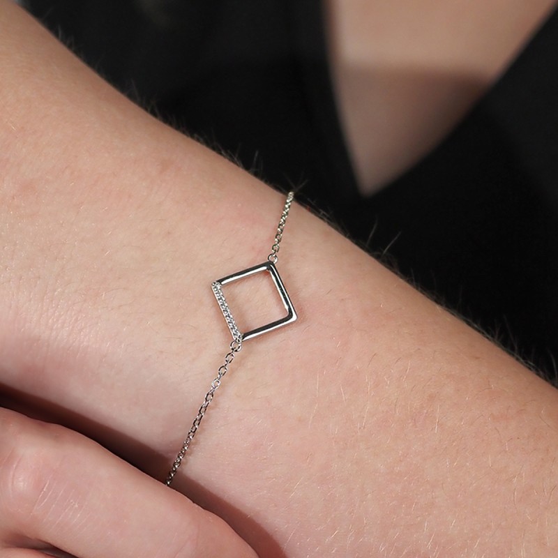 Bracelet argent femme Carador motif carré