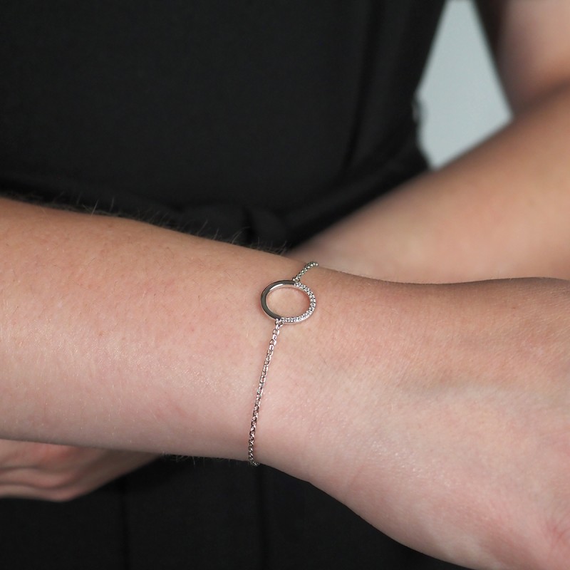 Bracelet femme fantaisie Carador en argent  et oxydes de zirconium motif cercle