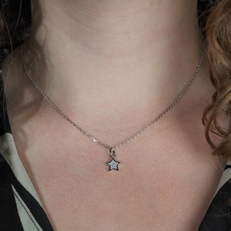 Collier femme carador en argent motif étoile avec oxydes de zirconium