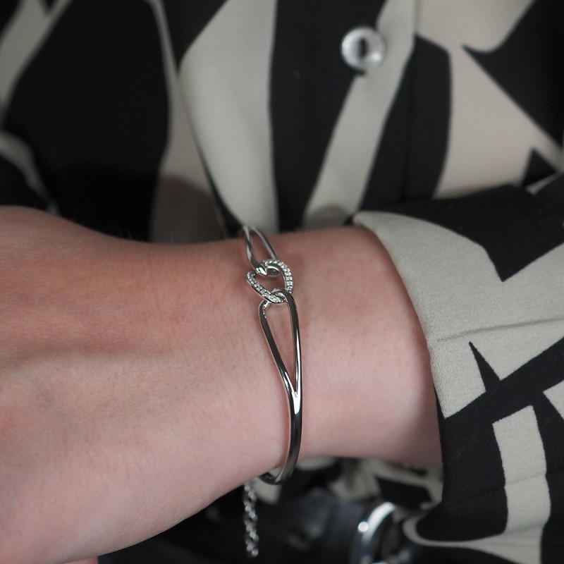 Bracelet rigide femme carador en argent avec oxydes de zirconium