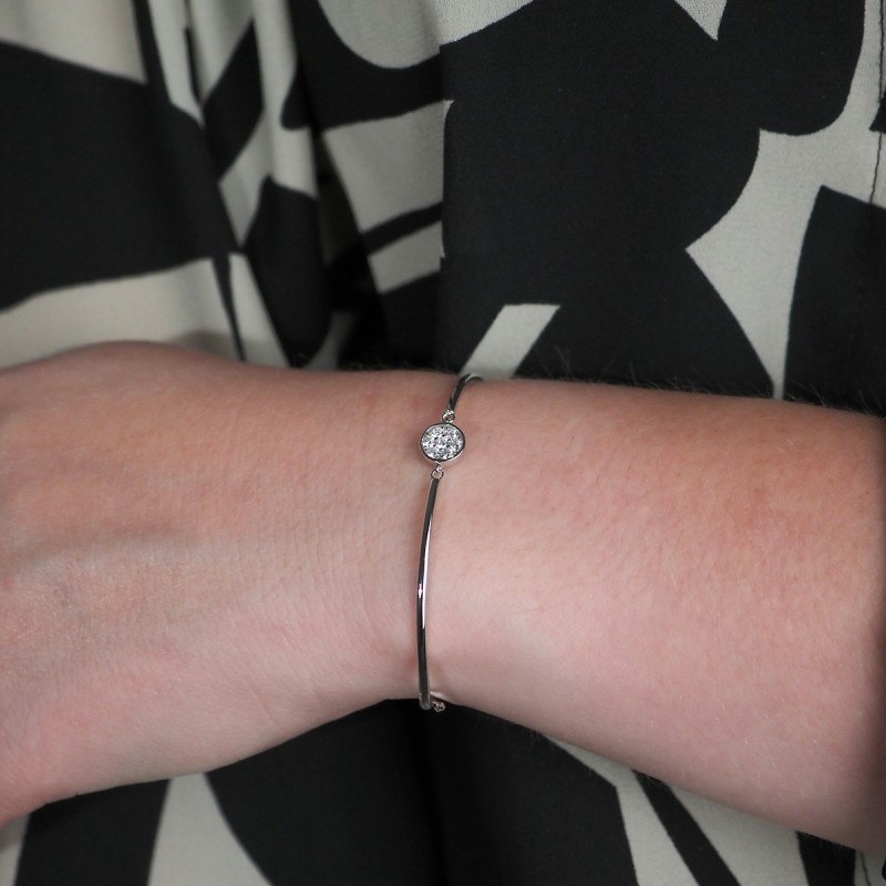 Bracelet femme fantaisie Carador demi jonc en argent  et oxydes de zirconium