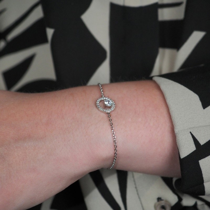 Bracelet femme fantaisie Carador en argent et oxydes de zirconium motif cercle