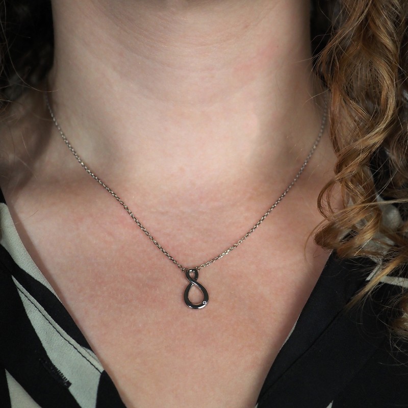 Collier fantaisie femme carador en  argent avec oxyde de zirconium motif infini