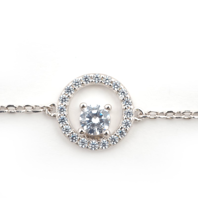 Bracelet femme fantaisie Carador en argent et oxydes de zirconium motif cercle