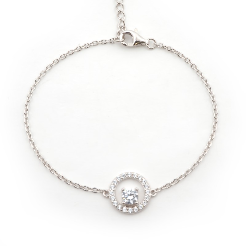 Bracelet femme fantaisie Carador en argent et oxydes de zirconium motif cercle