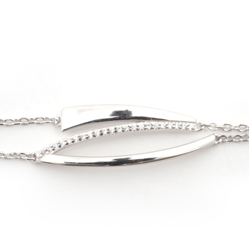 Bracelet doubles chaînes fantaisie femme carador en argent avec oxydes de zirconium