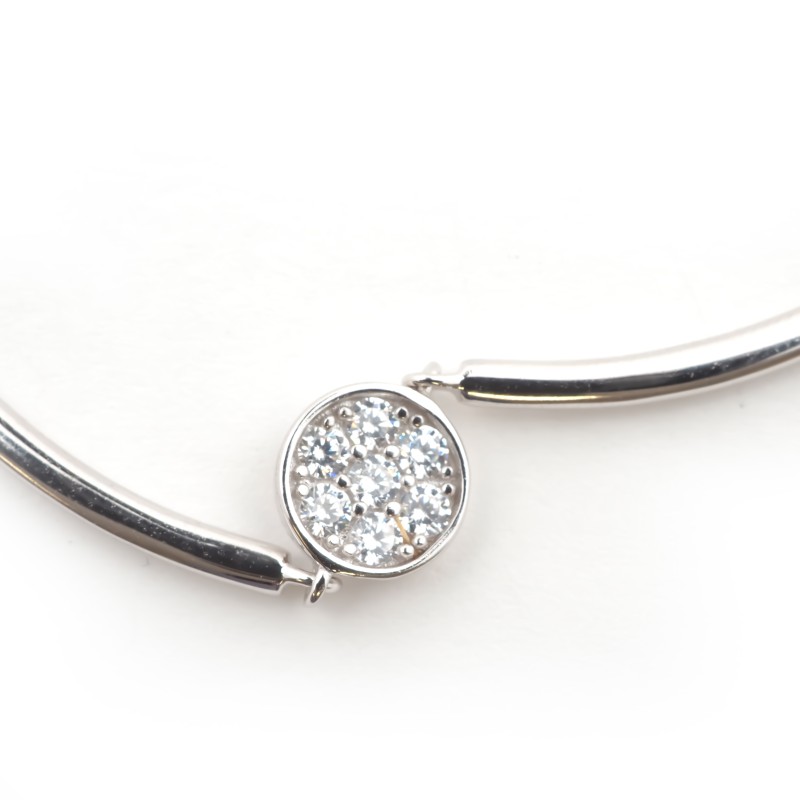 Bracelet femme fantaisie Carador demi jonc en argent  et oxydes de zirconium