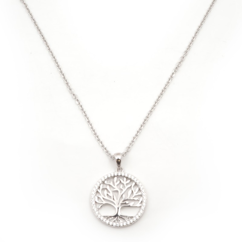 Collier fantaisie femme carador en argent avec oxydes de zirconium motif arbre de vie