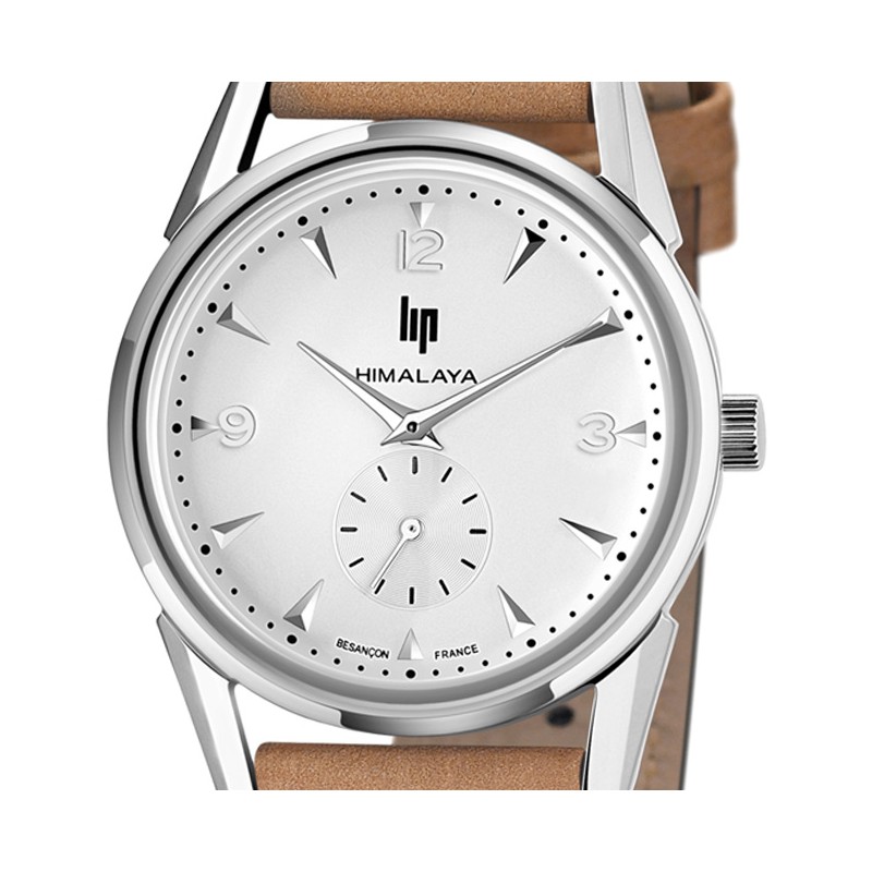 Montre Lip Himalaya bracelet cuir beige et cadran gris