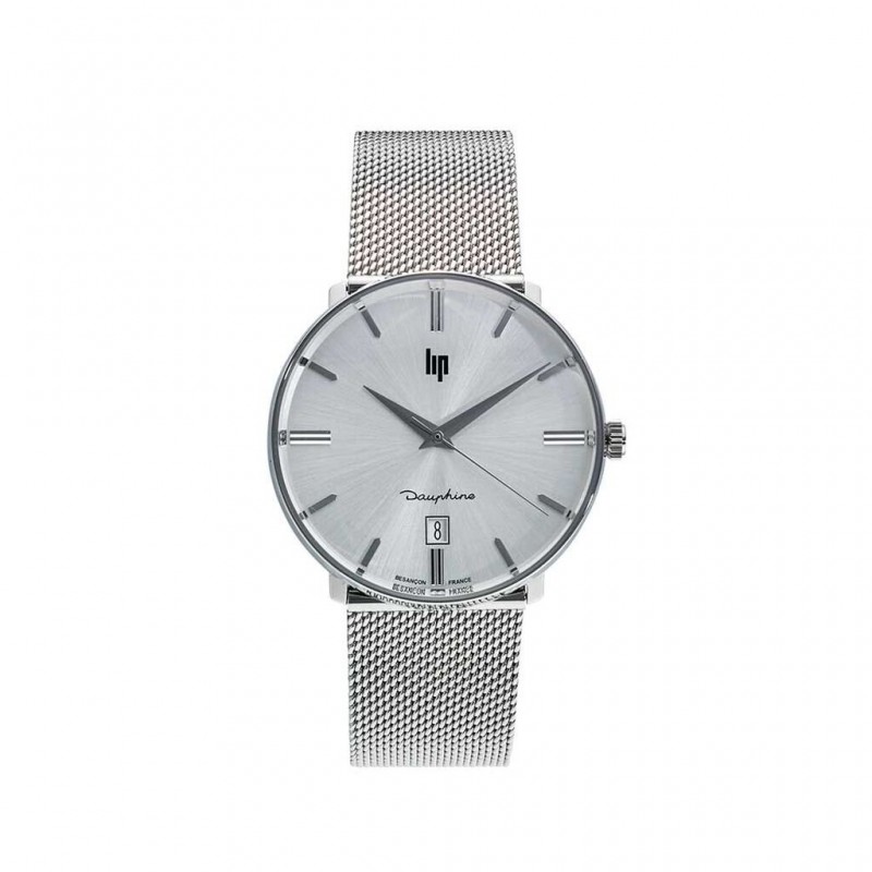 Montre mixte LIP Dauphine argenté bracelet maille milanaise