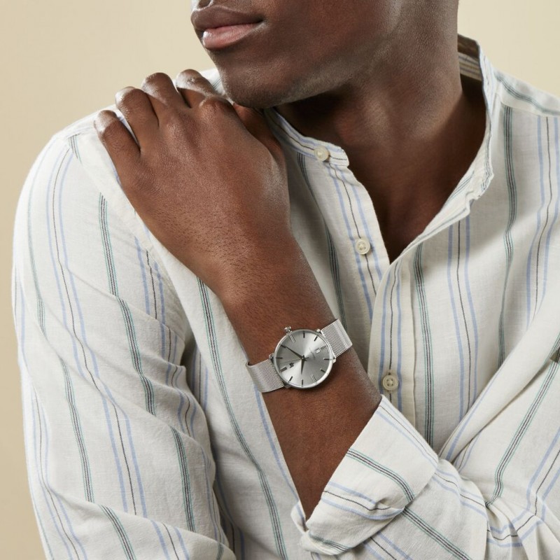 Montre mixte LIP Dauphine argenté bracelet maille milanaise