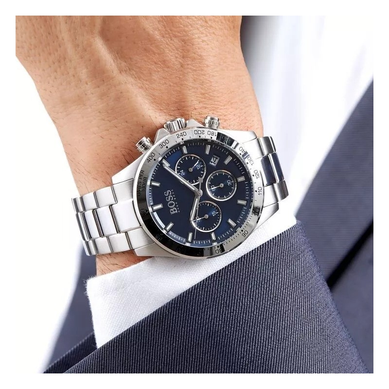 Montre Hugo Boss Hero en acier argenté cadran bleu