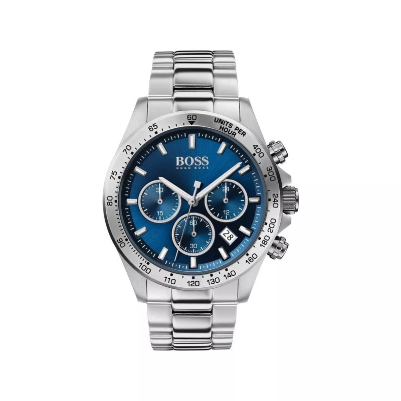 Montre Hugo Boss Hero en acier argenté cadran bleu