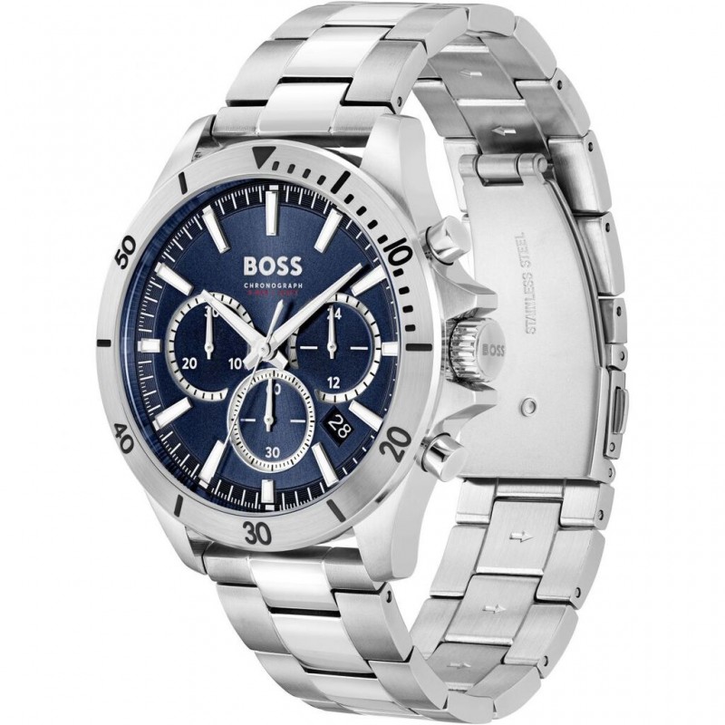 Montre Hugo Boss Troper en acier argenté et cadran bleu