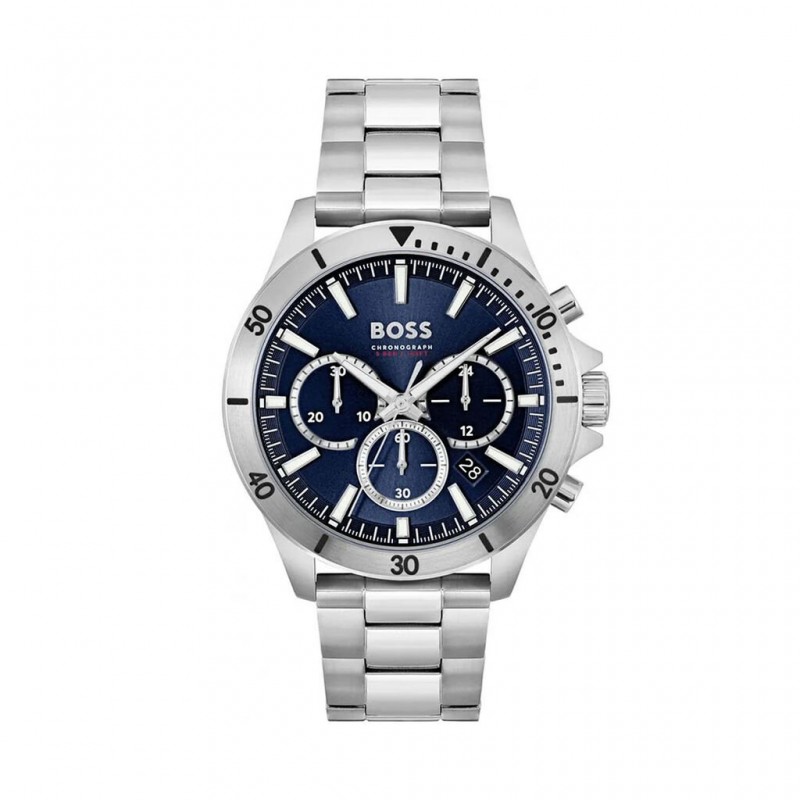 Montre Hugo Boss Troper en acier argenté et cadran bleu