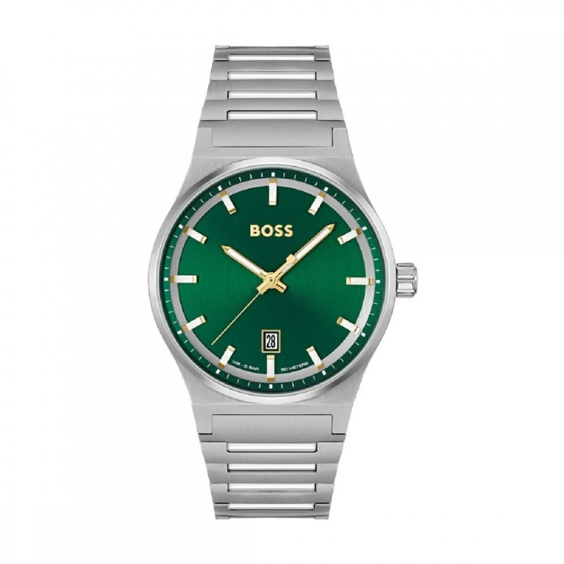 Montre Hugo Boss Candor en acier argenté et cadran vert