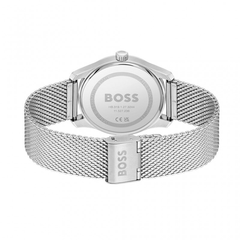 Montre Hugo Boss Principle en acier argenté maille milanaise et cadran bleu