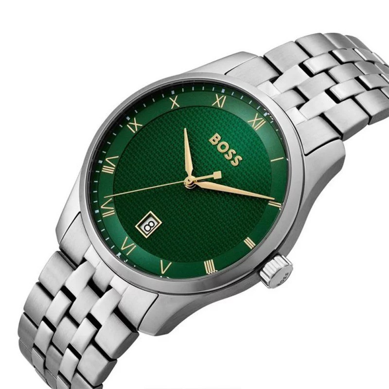 Montre Hugo Boss Principle en acier argenté et cadran vert