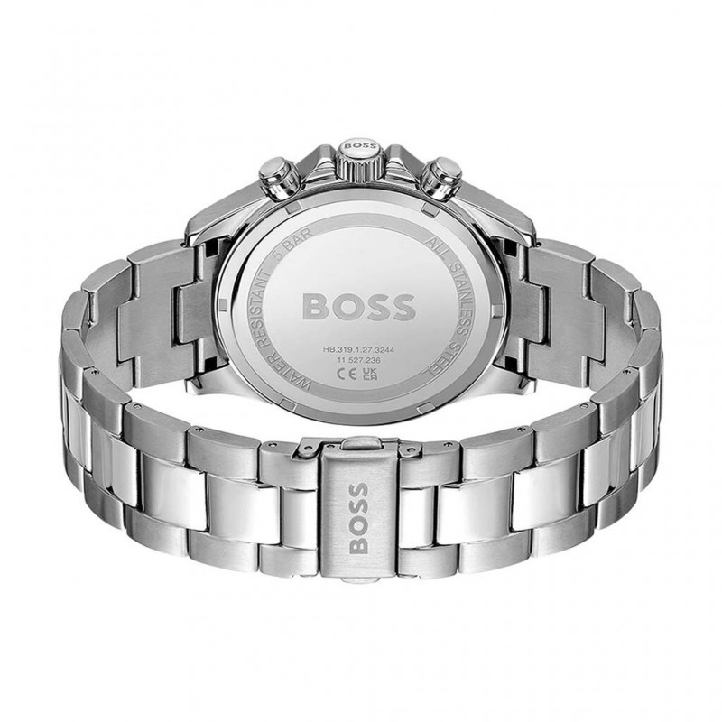 Montre Hugo Boss Hero en acier argenté cadran blanc lunette et noire
