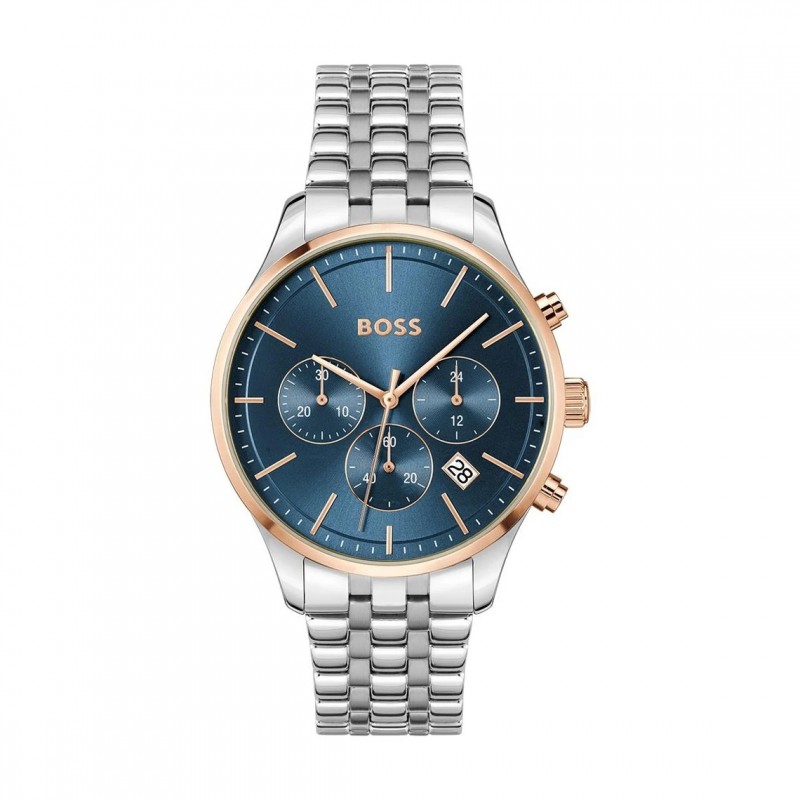 Montre Hugo Boss Avery en Acier Argenté et lunette dorée