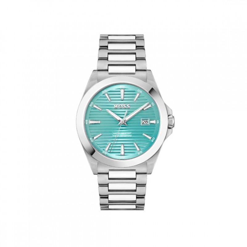 Montre Hugo Boss Strike en acier argenté et cadran bleu clair