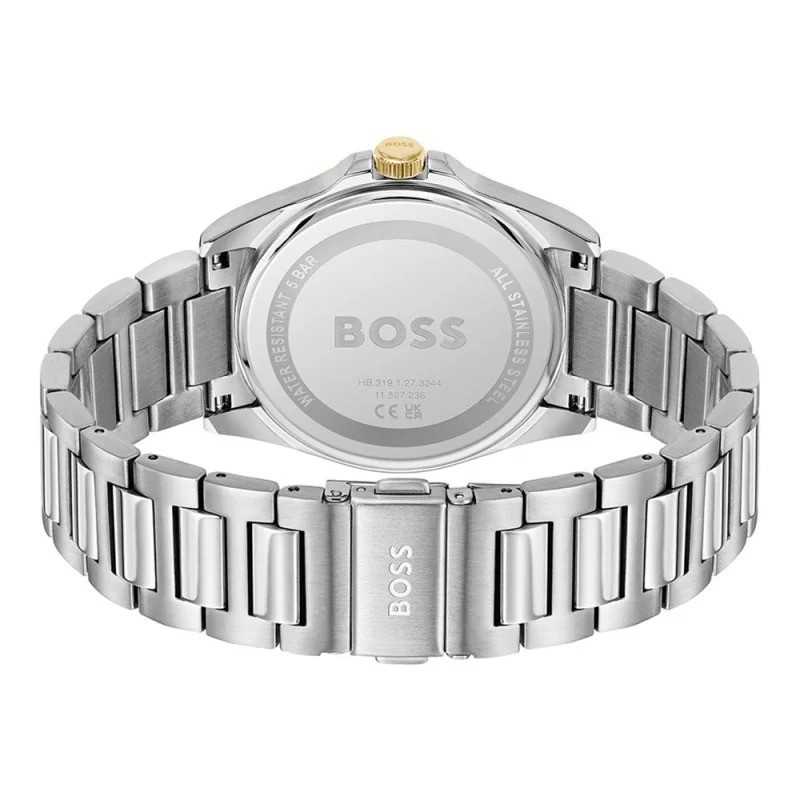 Montre Hugo Boss Strike en acier argenté et lunette dorée