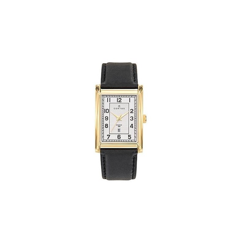 Montre Certus homme Cadran rectangulaire Bracelet en cuir noir
