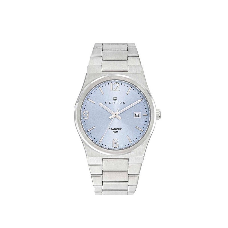 Montre Homme Certus Acier argenté Cadran bleu avec dateur