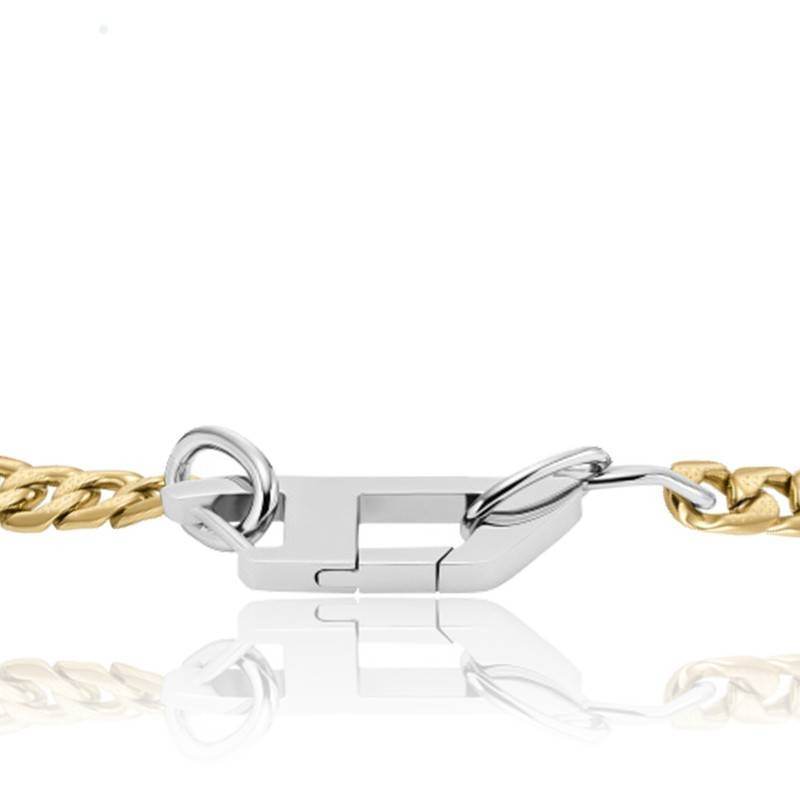 Bracelet Homme Diesel mailles gourmettes Motif "D" Acier bicolore