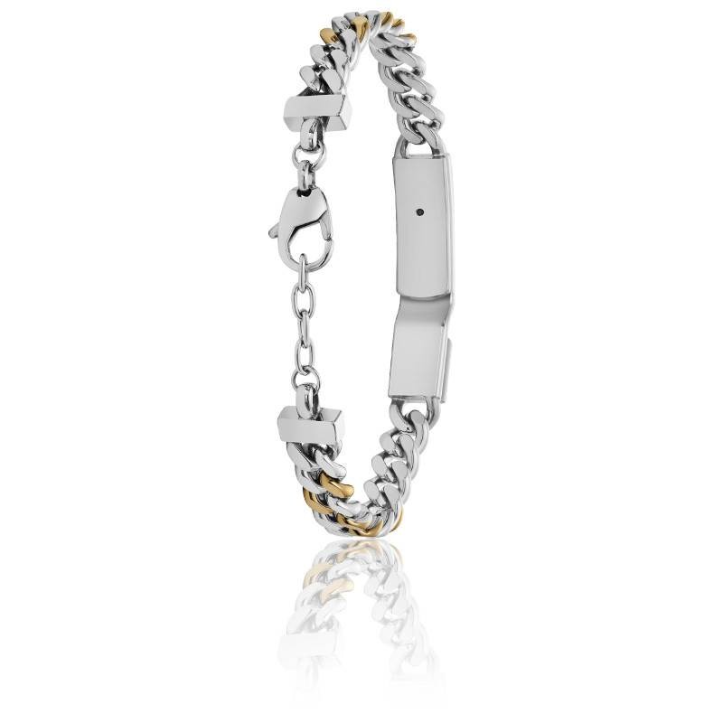 Bracelet Homme Diesel mailles gourmettes en acier bicolore