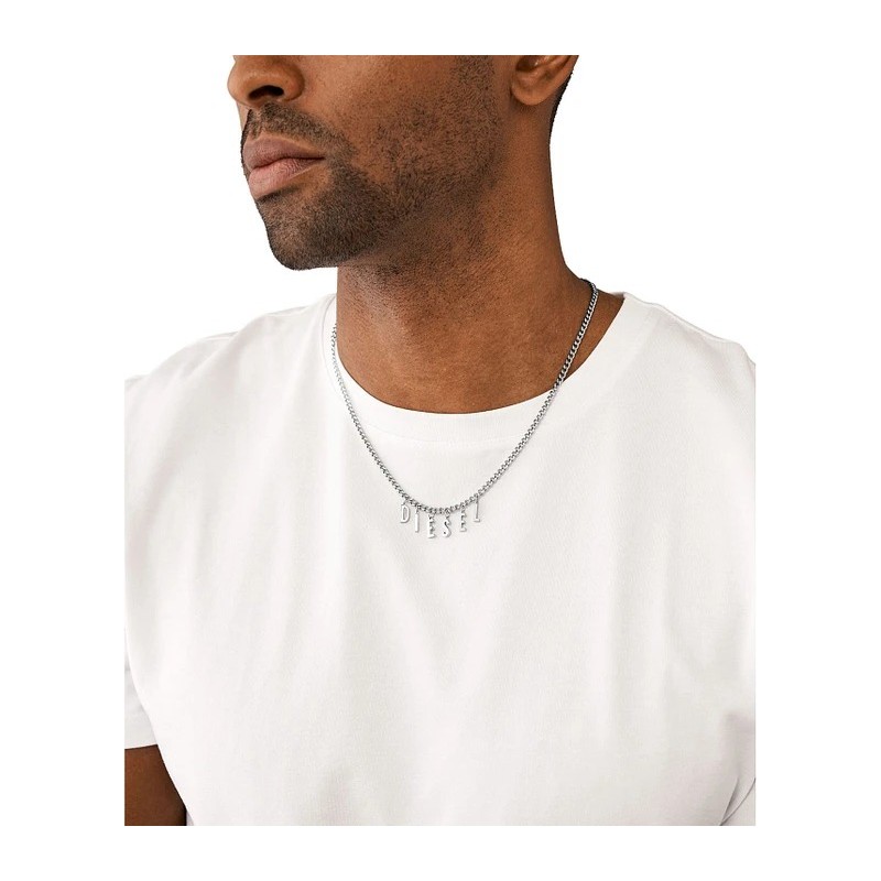 Collier Mixte Diesel en acier argenté