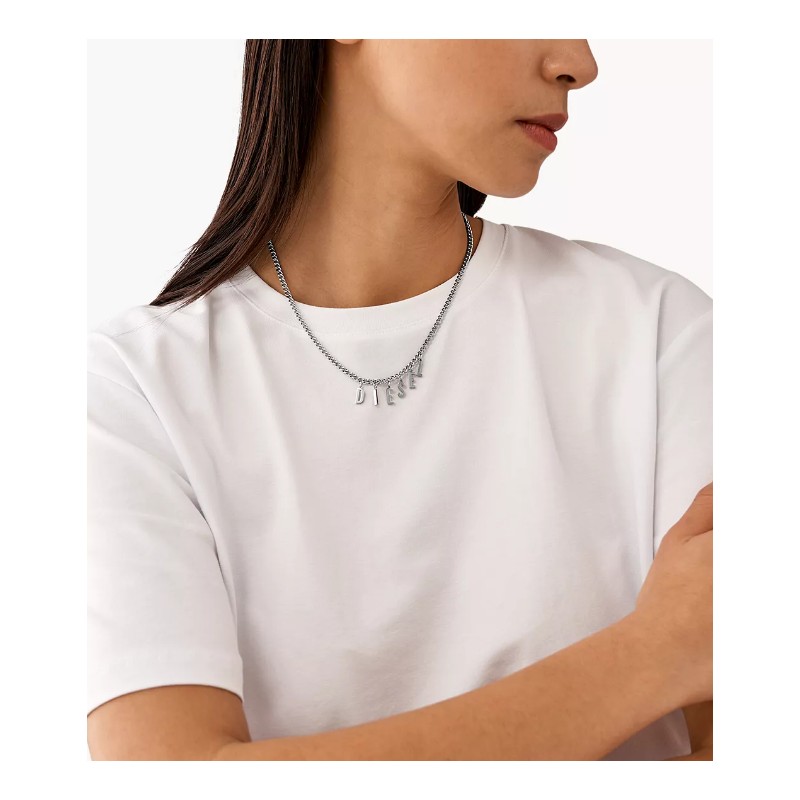 Collier Mixte Diesel en acier argenté