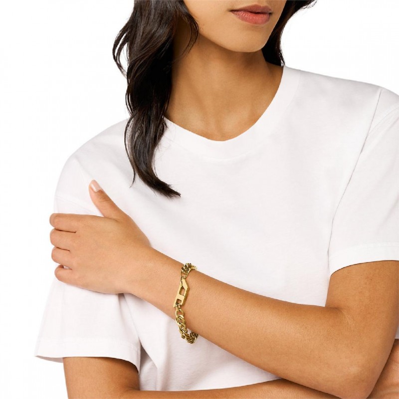 Bracelet Mixte Diesel Motif "D" Acier doré