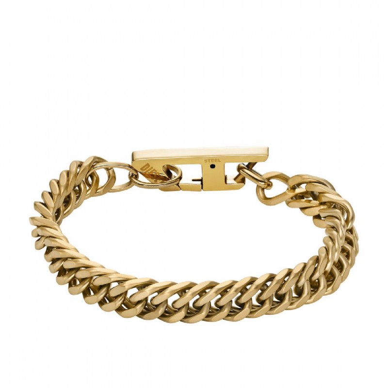 Bracelet Mixte Diesel Motif "D" Acier doré