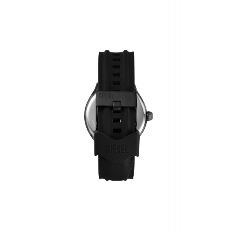 Montre Diesel acier bracelet silicone noir et cadran bleu