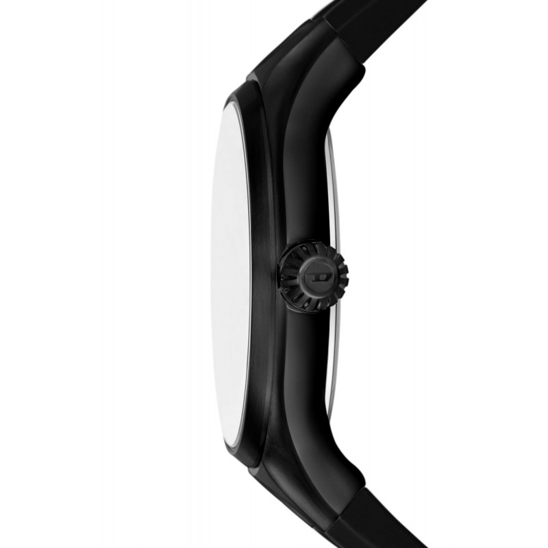 Montre Diesel acier bracelet silicone noir et cadran bleu