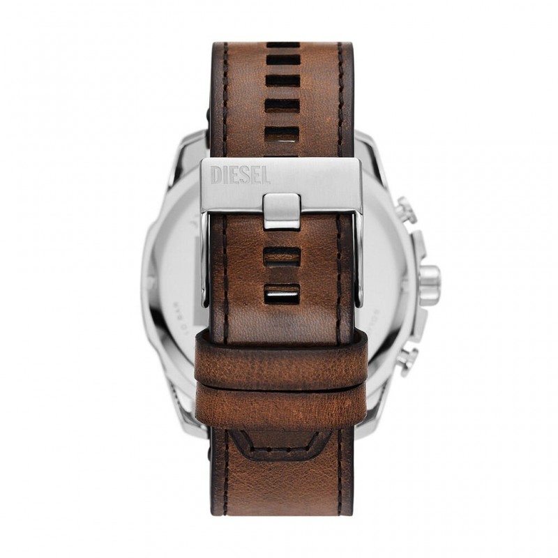 Montre Diesel bracelet en cuir marron et cadran bleu