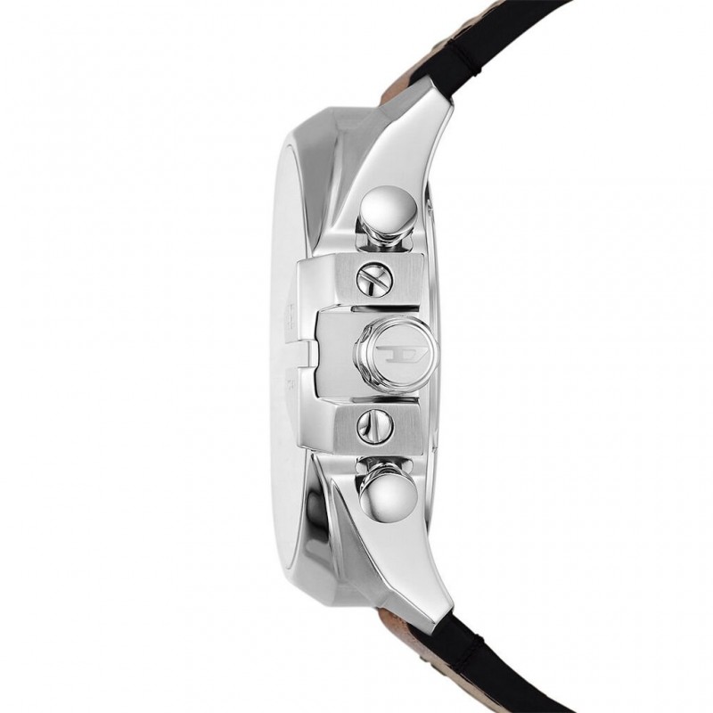 Montre Diesel bracelet en cuir marron et cadran bleu