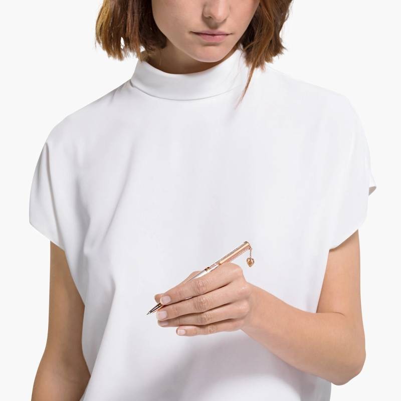 Stylo à bille Swarovski Crystalline Rose avec cœur