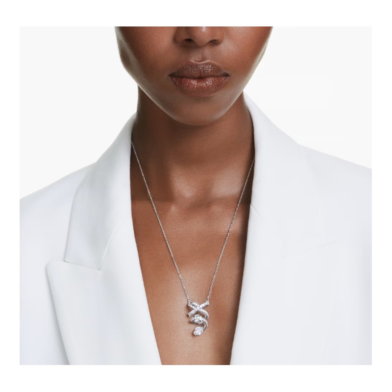 Collier femme Swarovski Hyperbola métal argenté et torsade avec cristaux blancs