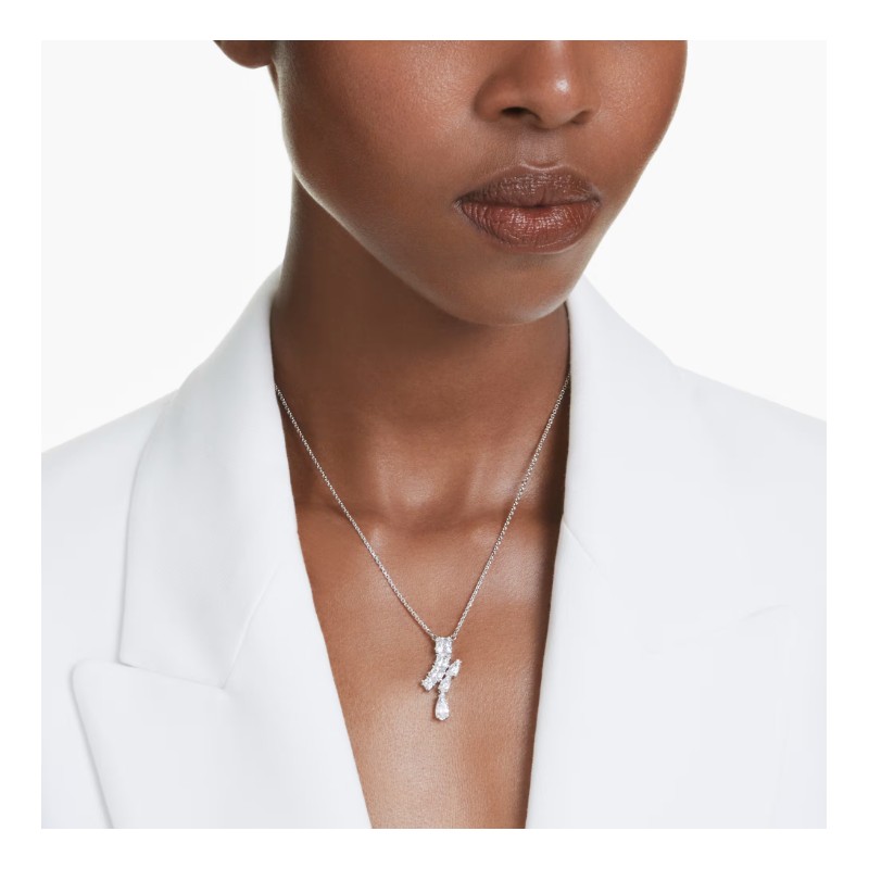 Collier femme Swarovski Matrix métal argenté et pendentif avec cristaux blancs