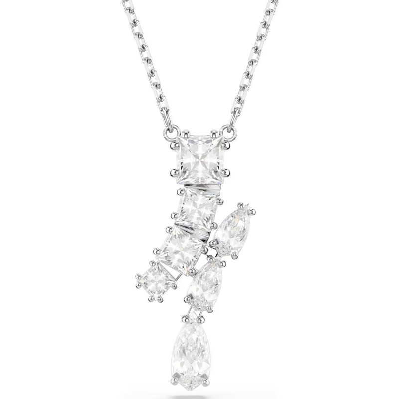 Collier femme Swarovski Matrix métal argenté et pendentif avec cristaux blancs